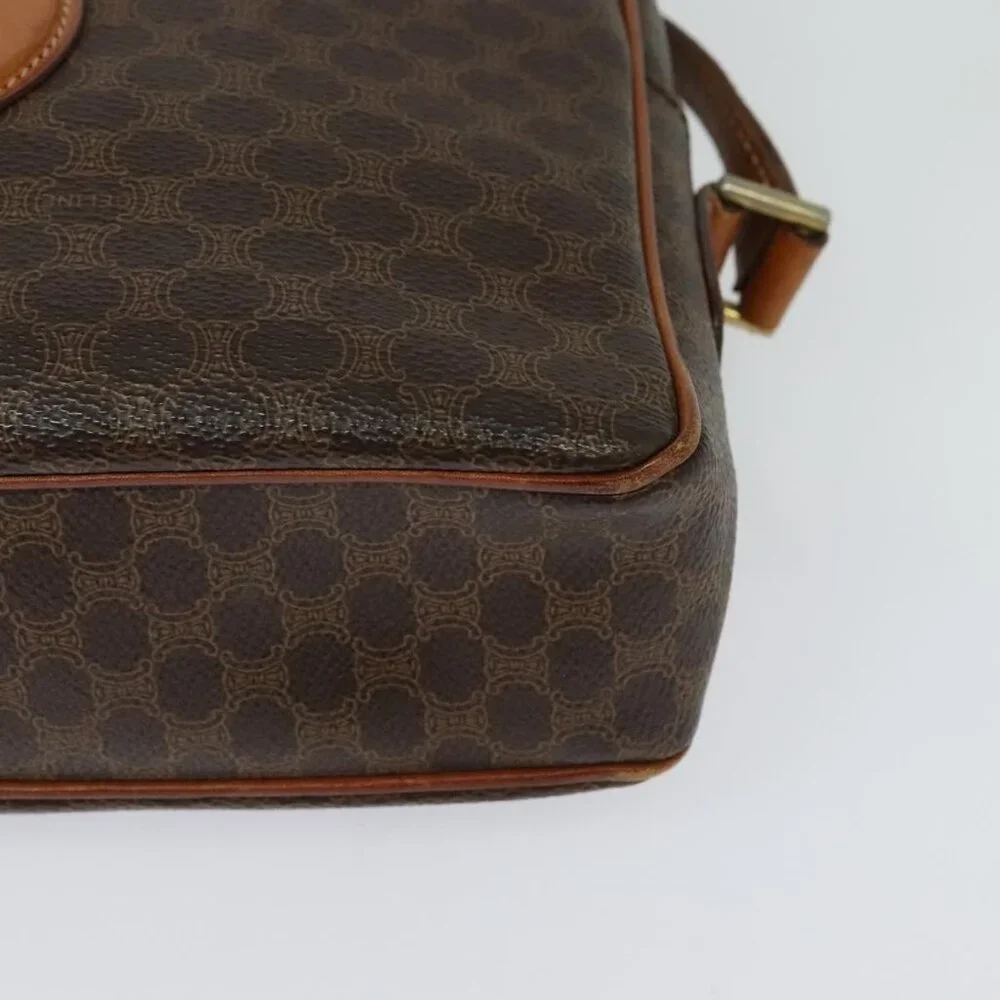 Authentic CELINE Macadam Canvas Shoulder Bag PVC Leather Brown Gold - Picture 6 of 16